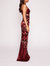 Halter Shimmer Gown - Burgundy Multi