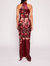 Halter Shimmer Gown - Burgundy Multi