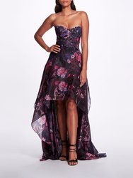 High-Low Sweetheart Gown - Black - Black