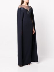 Illusion Neck Crepe Gown