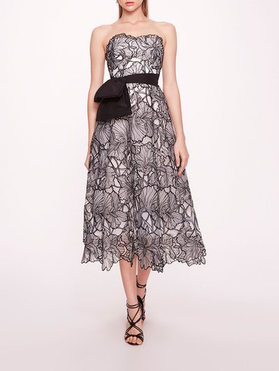 Marchesa Notte Iris Cutwork Midi Dress - Ivory Black product