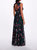 Keyhole Back Floral Gown - Black