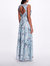 Keyhole Back Floral Gown - Slate Blue