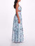 Keyhole Back Floral Gown - Slate Blue