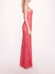 Lace Mermaid Gown - Bright Pink