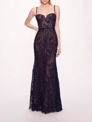 Lace Mermaid Gown - Navy