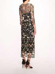 Long Botanical Embroidered Midi Dress
