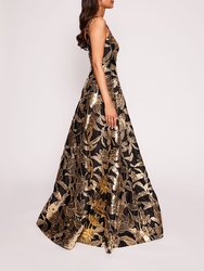 Lotus Sequin Gown -  Black/Gold