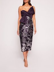 Lotus Sequin Midi Dress - Aubergine/Gunmetal - Aubergine/Gunmetal