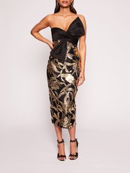 Lotus Sequin Midi Dress - Black/Gold - Black/Gold