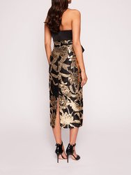 Lotus Sequin Midi Dress - Black/Gold