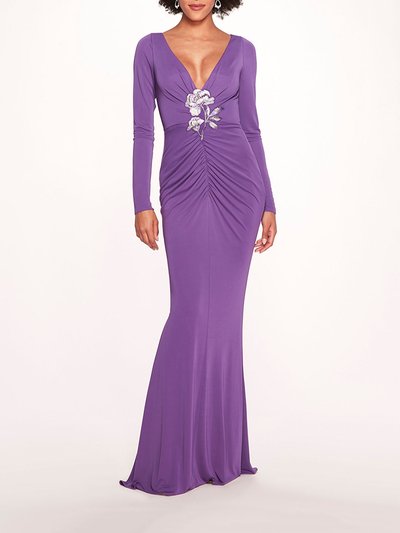 Marchesa Notte Matte Ruched Gown - Amethyst product