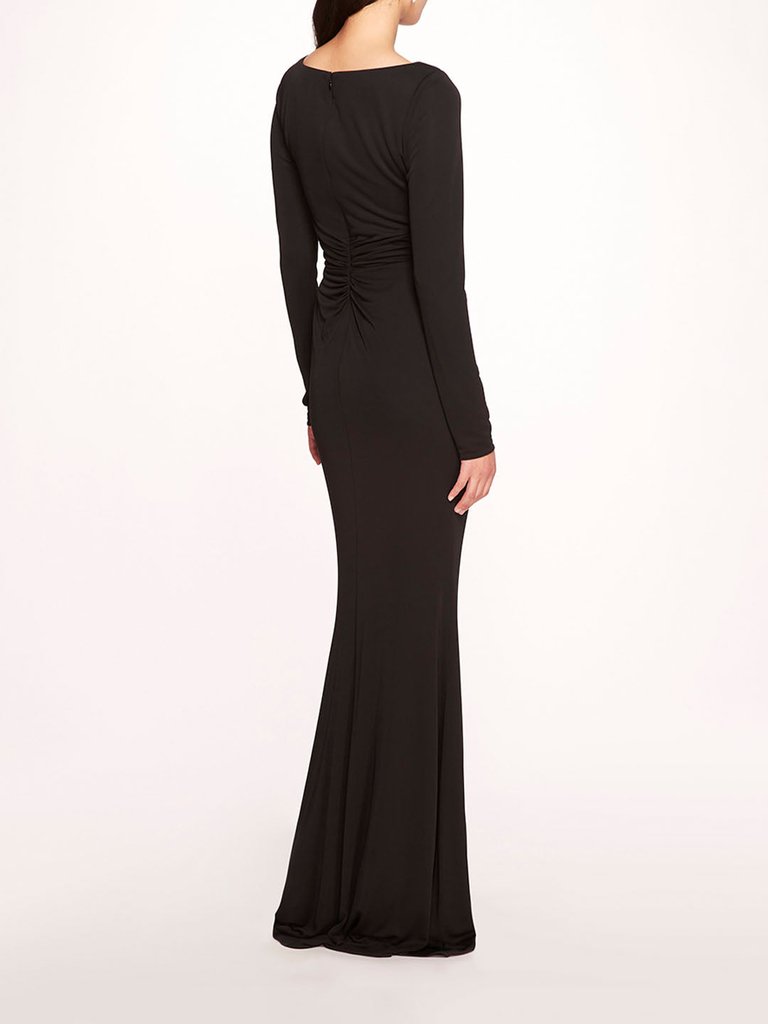 Matte Ruched Gown - Black
