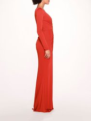 Matte Ruched Gown - Red