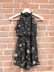 Zola Floral Halterneck Dress - Black