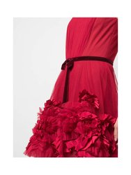 Mix Media Texture Tiered Gown