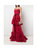 Mix Media Texture Tiered Gown - Red