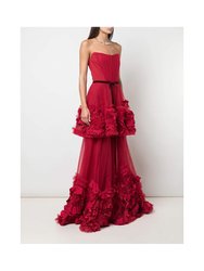 Mix Media Texture Tiered Gown