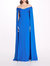 Off Shoulder Caped Column Gown - Cerulean - Cerulean