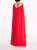 Off Shoulder Caped Column Gown - True Red