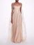 Off-Shoulder Glitter Cape Gown - Nude