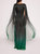 Ombre Beaded Gown - Emerald Multi