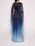 Ombre Beaded Gown - Navy Multi