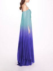 Ombre Chiffon Off Shoulder Gown