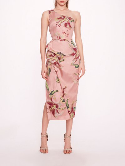 Marchesa Notte One Shoulder Drape Midi Dress - Pink product
