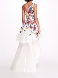 One Shoulder Floral Gown