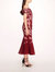 One Shoulder Gilded Midi Dress -  Wine