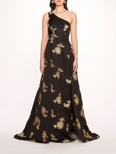 Marchesa Notte One Shoulder Marigold Ball Gown - Black Gold Combo product