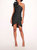 One Shoulder Taffeta Mini Dress - Black - Black