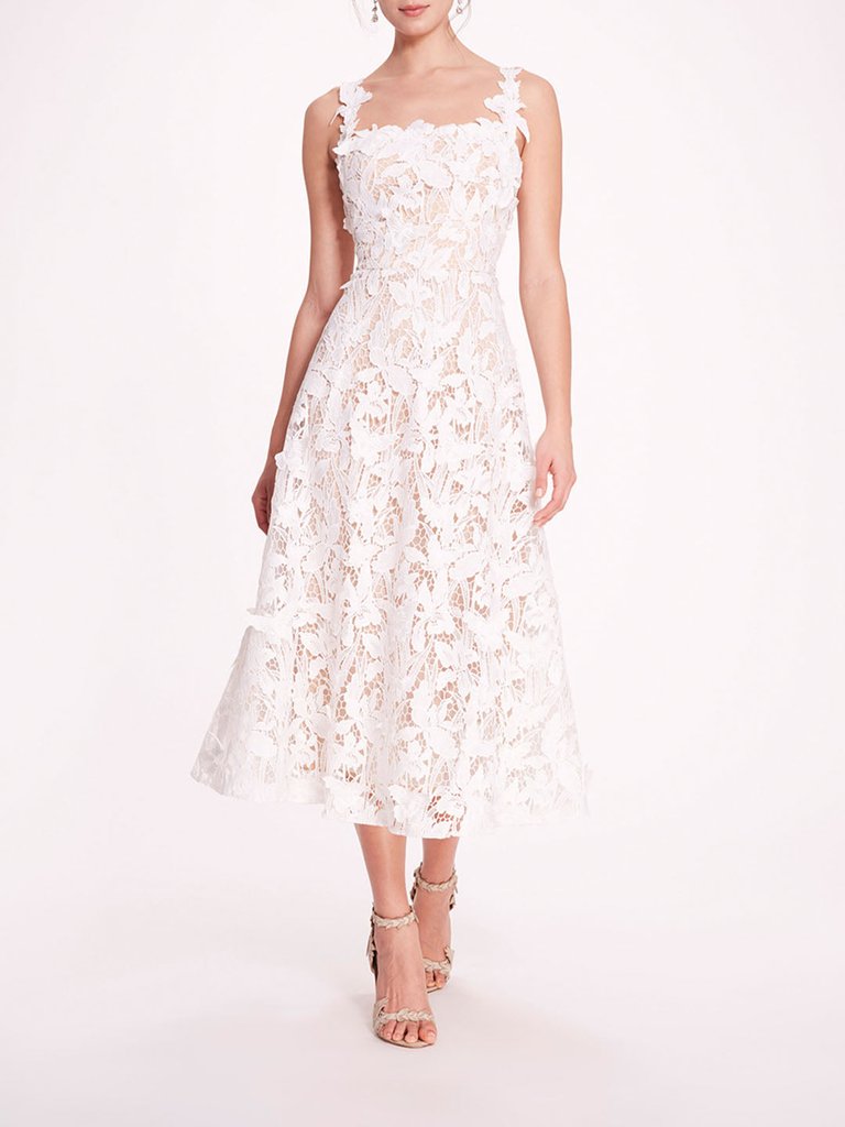 Organic Lace Midi Dress - Ivory - Ivory