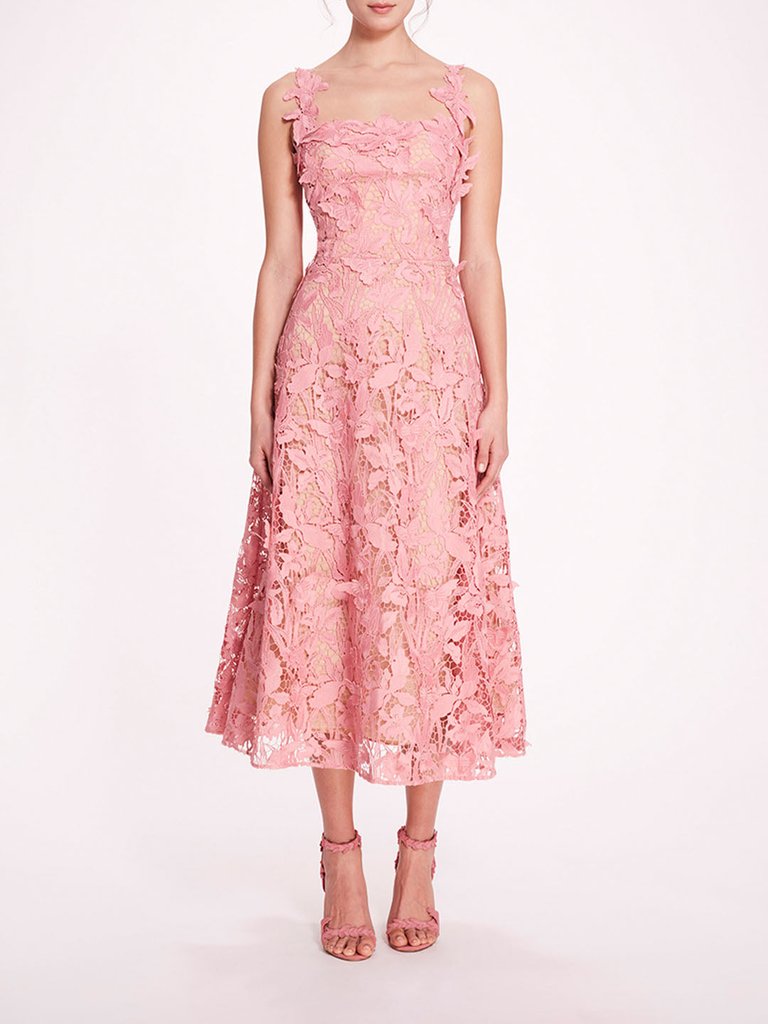 Organic Lace Midi Dress - Rose - Rose