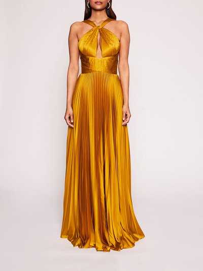 Marchesa Notte Pleated Foil Gown - Gold product