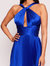 Pleated Foil Gown - Sapphire