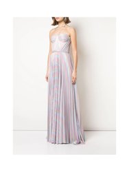 Pleated Metallic Lame Gown