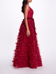 Plunging A-Line Gown - Red