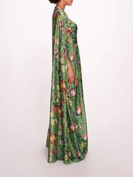 Ribbons Cape Gown - Green Multi