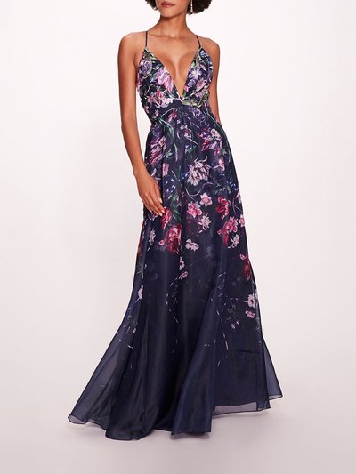 Marchesa Notte Ribbons Gown - Navy Multi product