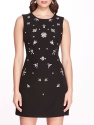 Scattered Crystal Mini Dress - Black