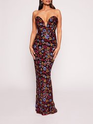 Sequin Bouquets Gown - Multi - Multi