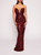 Sequin Bouquets Gown - Red - Red