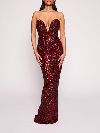 Marchesa Notte Sequin Bouquets Gown - Red product