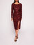 Sequin Bouquets Midi Dress - Red - Red