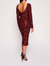 Sequin Bouquets Midi Dress - Red