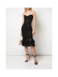 Sequin Dot Tulle Cocktail Dress - Black