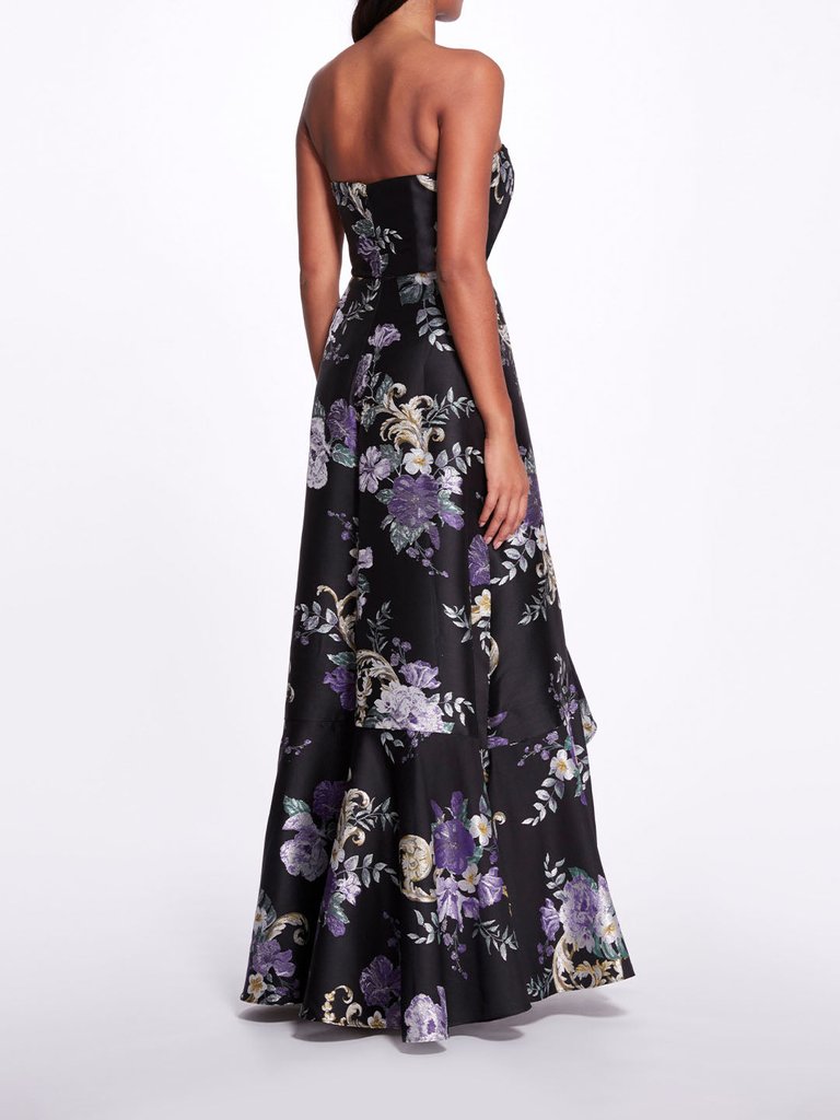 Sheer Cut Out Floral Gown