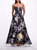Sheer Cut Out Floral Gown - Black